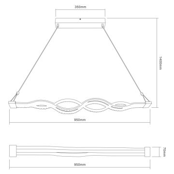 Globo - LED lysdæmper lysekrone i en snor 1xLED/30W/230V + fjernbetjening