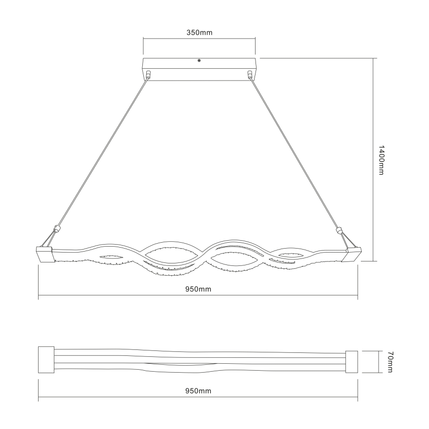 Globo - LED lysdæmper lysekrone i en snor 1xLED/30W/230V + fjernbetjening