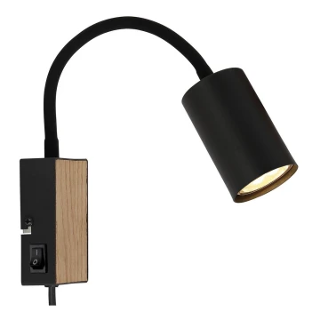 Globo - Fleksibel væglampe 1xGU10/35W/230V sort/brun
