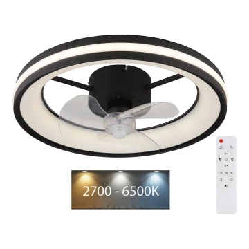Globo - LED Loftlampe med ventilator dæmpbar LED/30W/230V 2700-6500K sort + fjernbetjening