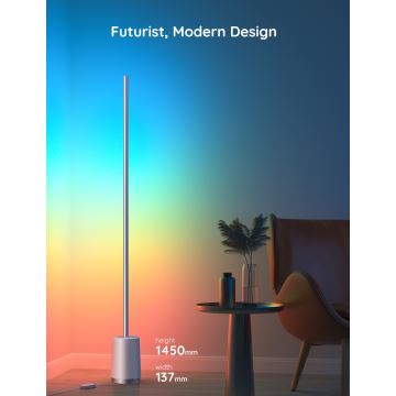 Govee - LED gulvlampe dæmpbar Lyra Smart RGBICWW 2200-6500K Wi-Fi + fjernbetjening