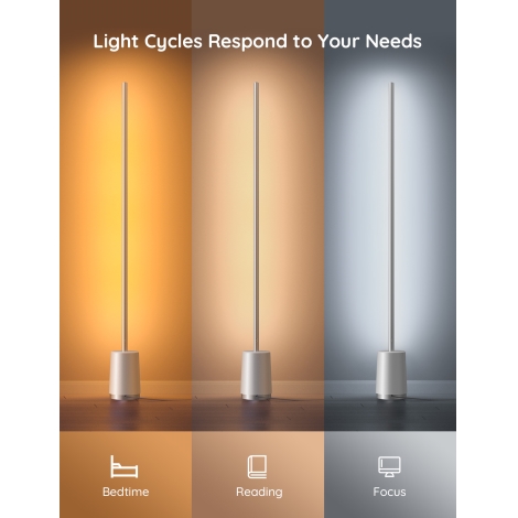 Govee - LED gulvlampe dæmpbar Lyra Smart RGBICWW 2200-6500K Wi-Fi + fjernbetjening