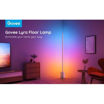 Govee - LED gulvlampe dæmpbar Lyra Smart RGBICWW 2200-6500K Wi-Fi + fjernbetjening