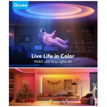 Govee - M1 PRO PREMIUM Smart RGBICW+ LED strip forlængerdel 1 m Wi-Fi Matter