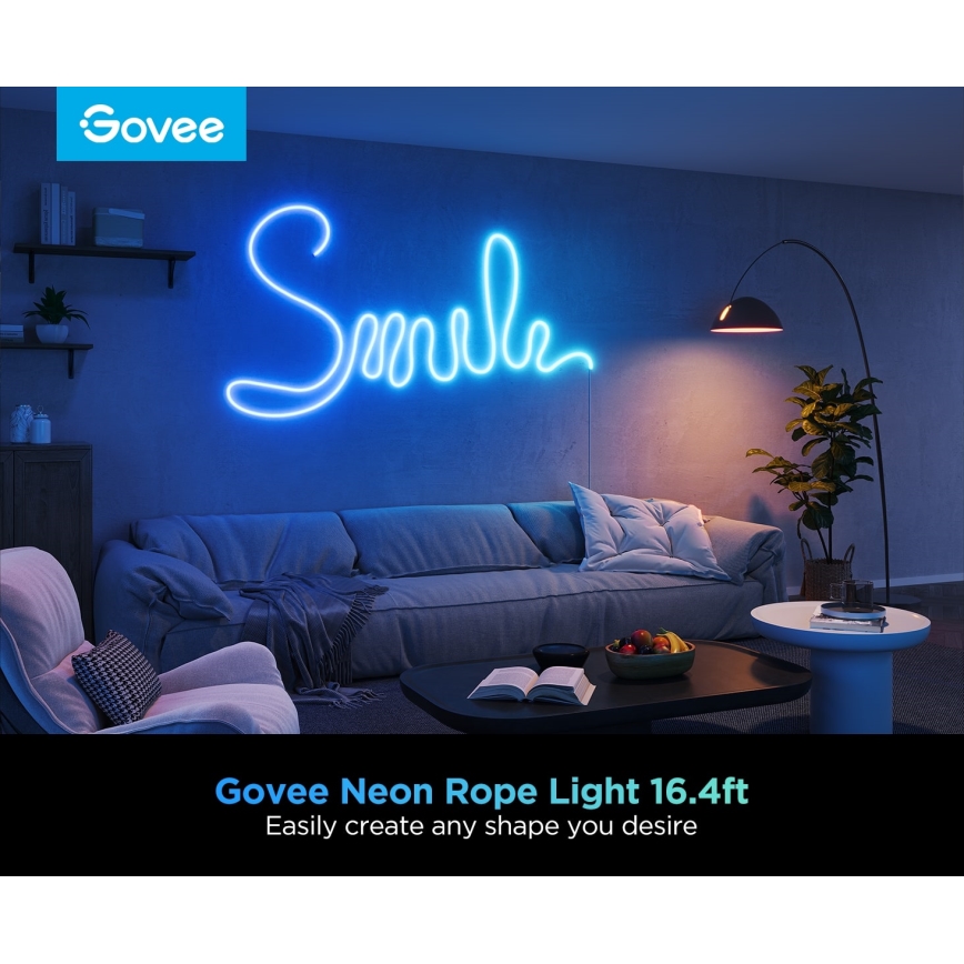 Govee - Neon 2 MATTER bøjelig LED lysbånd 5m RGBIC Wi-Fi IP67