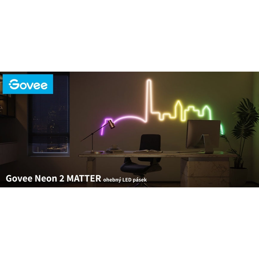 Govee - Neon 2 MATTER bøjelig LED lysbånd 5m RGBIC Wi-Fi IP67