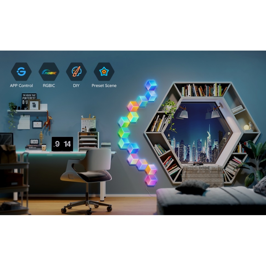 Govee - SÆT 10x LED lampe Glide Hexa Pro LED Smart RGBIC Wi-Fi