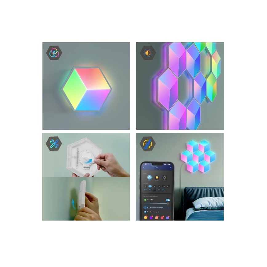 Govee - SÆT 10x LED lampe Glide Hexa Pro LED Smart RGBIC Wi-Fi