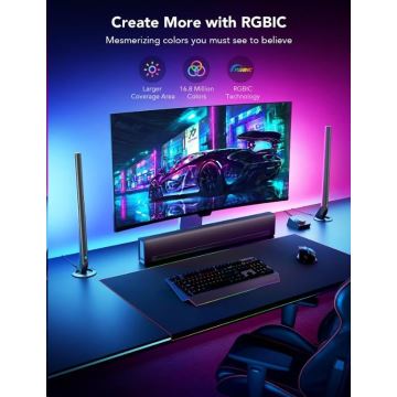 Govee - SÆT 2x Smart Gaming Wi-Fi LED RGBIC paneler + Smart Dual + fjernbetjening