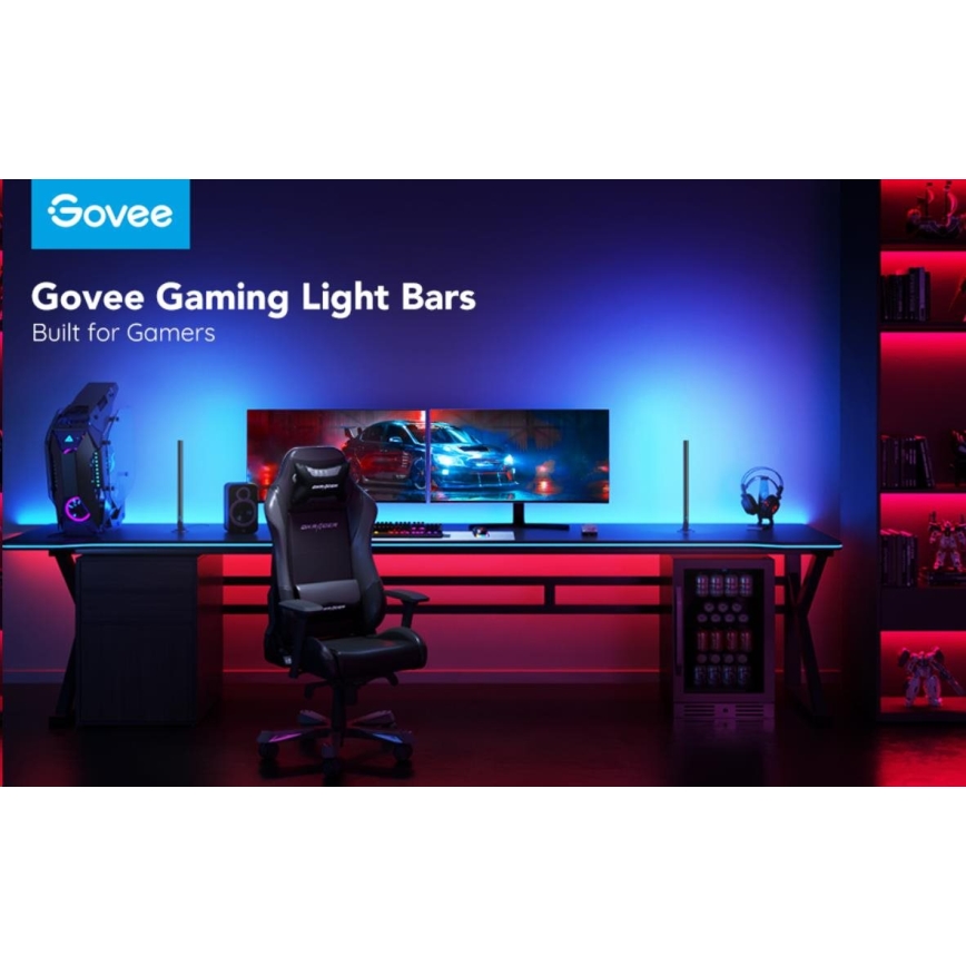 Govee - SÆT 2x Smart Gaming Wi-Fi LED RGBIC paneler + Smart Dual + fjernbetjening