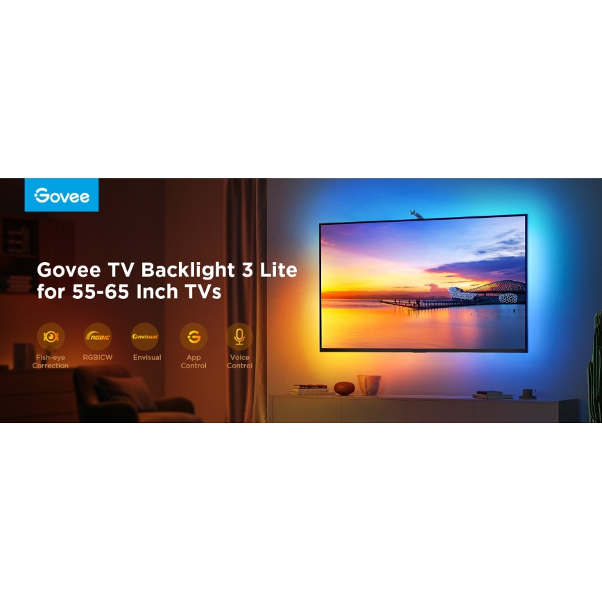 Govee - TV baggrundslys 3 Lite TV 55-65" SMART LED baggrundslys RGBICW Wi-Fi IP67