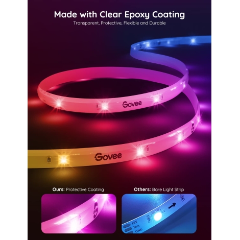 Govee - Wi-Fi RGBIC Smart PRO LED strip 3 m - ekstra slidstærk