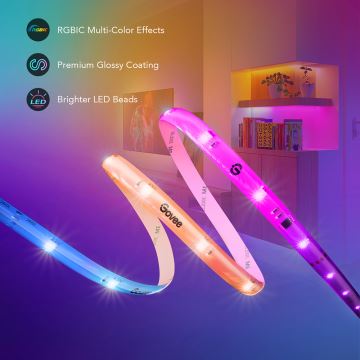 Govee - Wi-Fi RGBIC Smart PRO LED strip 3 m - ekstra slidstærk