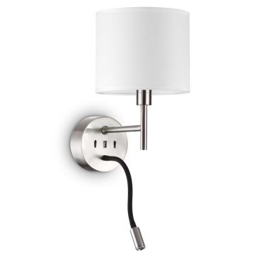 Ideal Lux - LED Fleksibel lampe med et beslag SÆT UP 1xE27/42W + LED/3W/230V CRI 90 USB krom