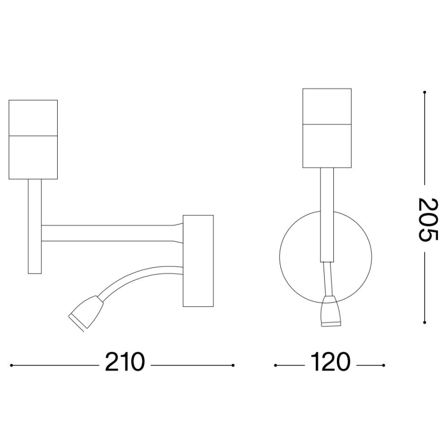 Ideal Lux - LED Fleksibel lampe med et beslag SÆT UP 1xE27/42W + LED/3W/230V CRI 90 USB krom