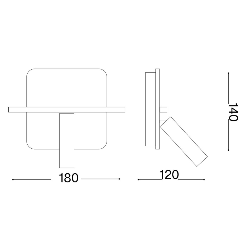 Ideal Lux - LED vægspot PIANO LED/11,5W/230V USB sort