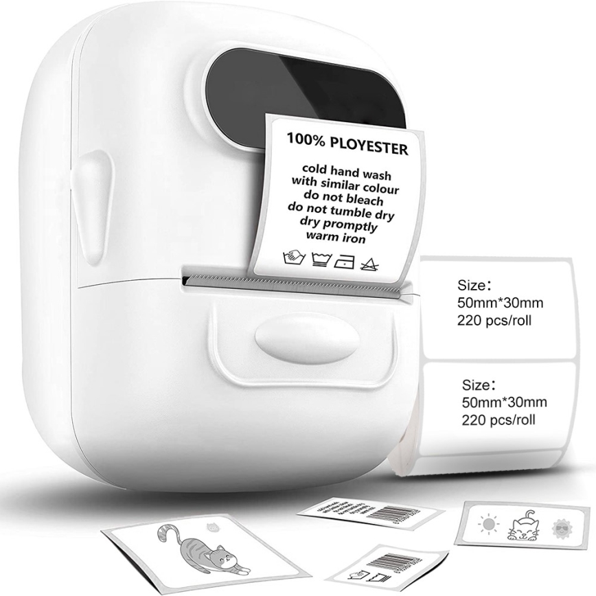 Digital labelprinter USB-C + 3x selvklæbende labels