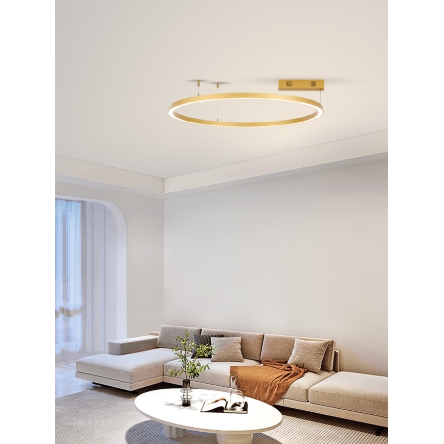 Immax NEO 07217L - LED pendel dæmpbar FINO LED/60W/230V 80 cm guldfarvet Tuya + fjernbetjening