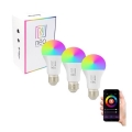 Immax NEO 07712C - SÆT 3x LED RGB+CCT Lyspære dæmpbar NEO LITE Wi-Fi Smart E27/9W/230V 2200-6500K