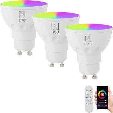 Immax NEO 07724CDO - SÆT 3x LED RGB+CCT Lyspære dæmpbar GU10/6W/230V 2700-6500K Wi-Fi Tuya + fjernbetjening