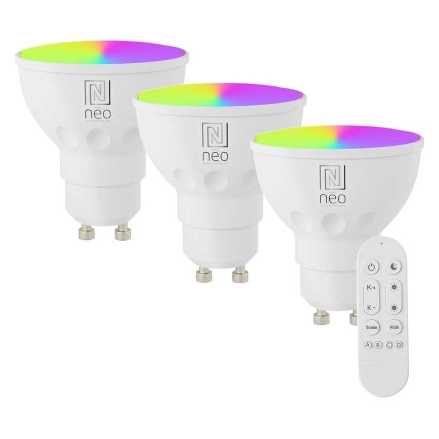 Immax NEO 07724CDO - SÆT 3x LED RGB+CCT Lyspære dæmpbar GU10/6W/230V 2700-6500K Wi-Fi Tuya + fjernbetjening