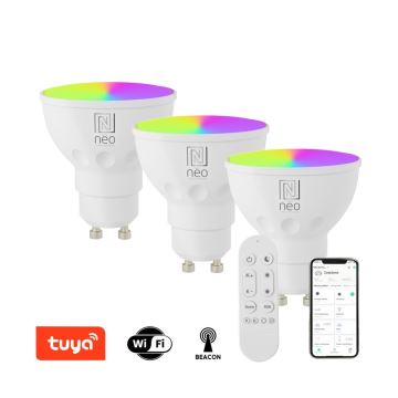 Immax NEO 07724CDO - SÆT 3x LED RGB+CCT Lyspære dæmpbar GU10/6W/230V 2700-6500K Wi-Fi Tuya + fjernbetjening