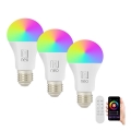 Immax NEO 07733CDO - SÆT 3x LED RGB+CCT Lyspære dæmpbar E27/11W/230V Wi-Fi Tuya + fjernbetjening