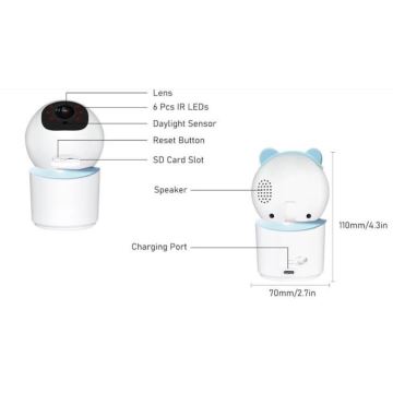 Immax NEO 07788L - Smart kamera med sensor 355° 50° P/T 4MP Wi-Fi Tuya blå