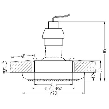 Indbygget lampe SOC 1xGU10/50W/230V sort