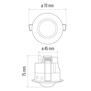 Indbygningsspot med bevægelsessensor PIR B 360° 1200W/230V hvid