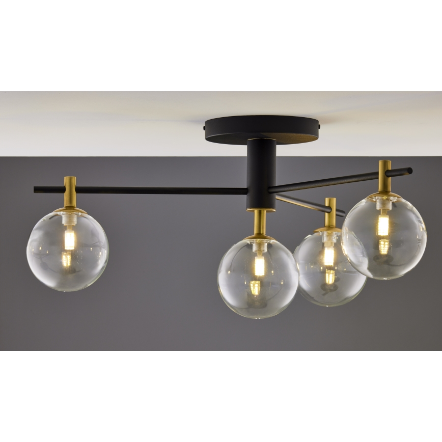 Jupiter 2034 - Loftlampe FIGARO 4xG9/10W/230V sort/guldfarvet/beige/transparent