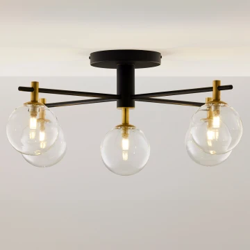 Jupiter 2035 - Loftlampe FIGARO 5xG9/10W/230V sort/guldfarvet/beige/transparent