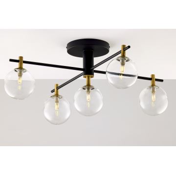 Jupiter 2035 - Loftlampe FIGARO 5xG9/10W/230V sort/guldfarvet/beige/transparent