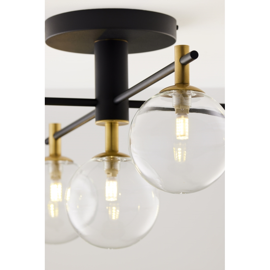 Jupiter 2035 - Loftlampe FIGARO 5xG9/10W/230V sort/guldfarvet/beige/transparent