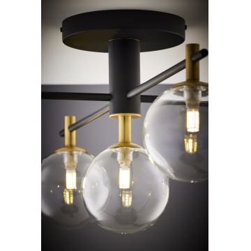 Jupiter 2035 - Loftlampe FIGARO 5xG9/10W/230V sort/guldfarvet/beige/transparent