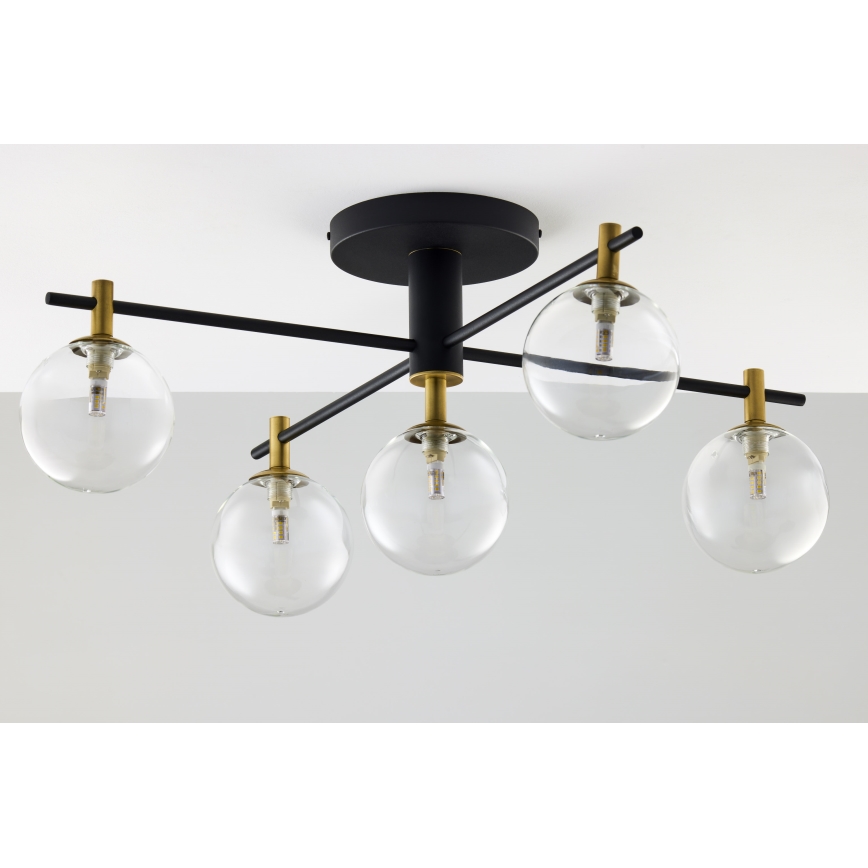 Jupiter 2035 - Loftlampe FIGARO 5xG9/10W/230V sort/guldfarvet/beige/transparent