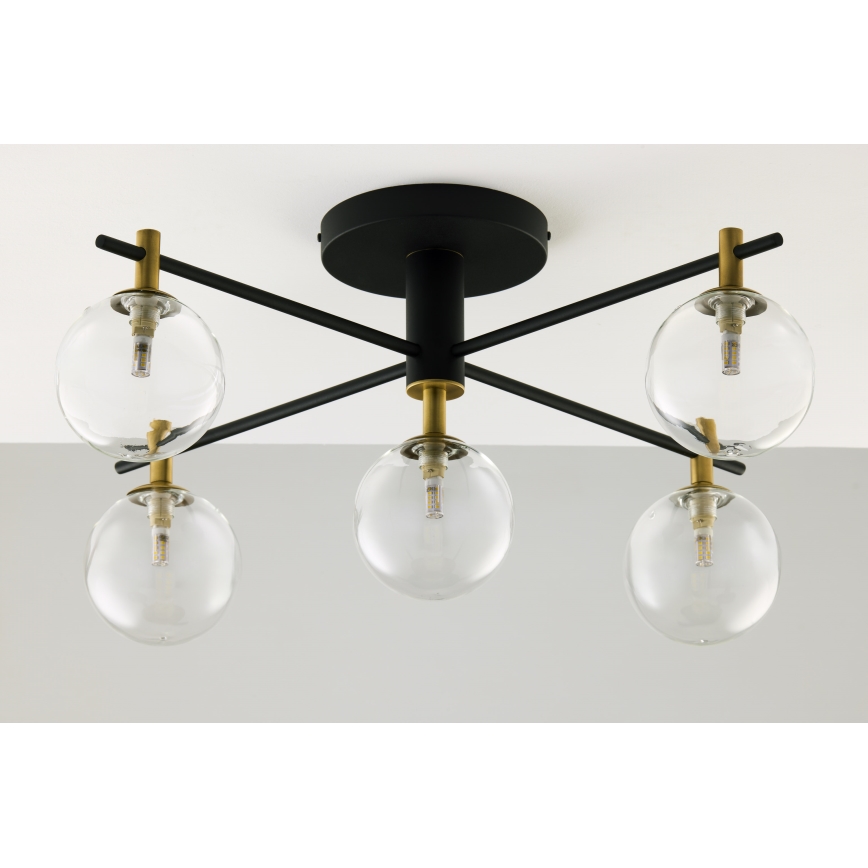 Jupiter 2035 - Loftlampe FIGARO 5xG9/10W/230V sort/guldfarvet/beige/transparent