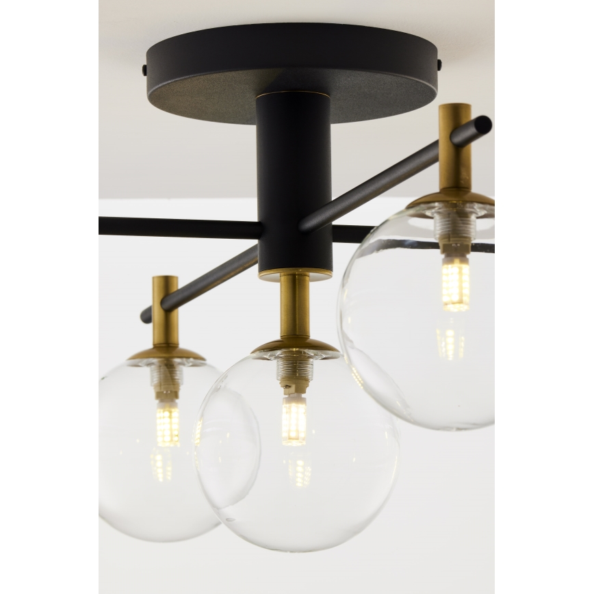 Jupiter 2035 - Loftlampe FIGARO 5xG9/10W/230V sort/guldfarvet/beige/transparent