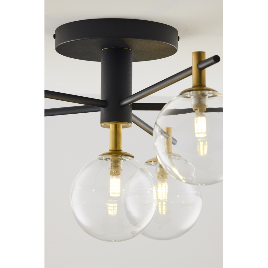 Jupiter 2036 - Loftlampe FIGARO 6xG9/10W/230V sort/guldfarvet/beige/transparent