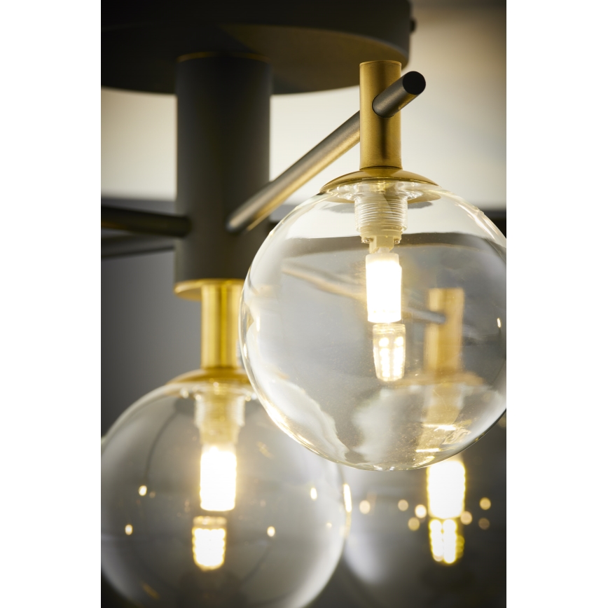 Jupiter 2036 - Loftlampe FIGARO 6xG9/10W/230V sort/guldfarvet/beige/transparent