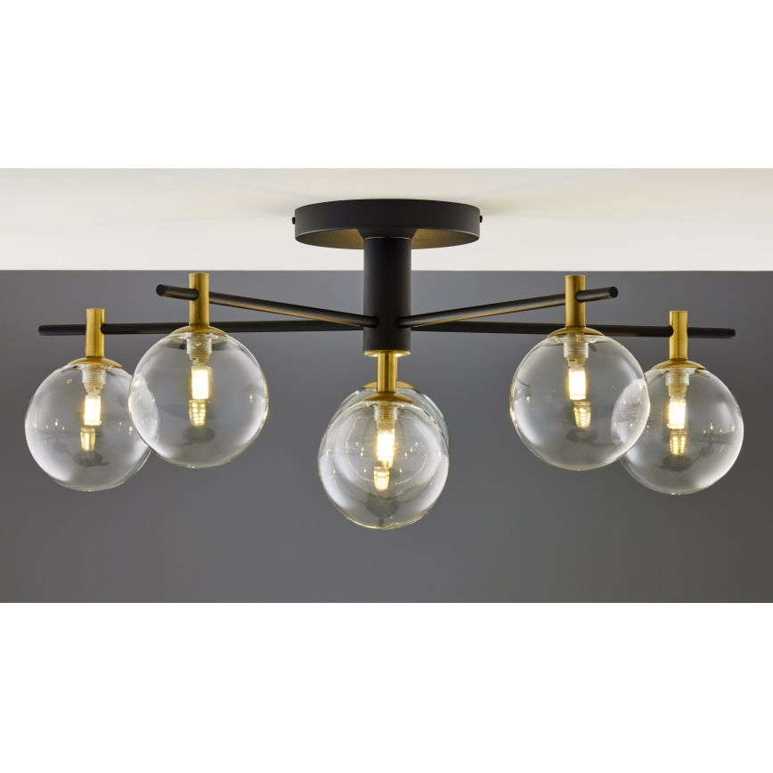 Jupiter 2036 - Loftlampe FIGARO 6xG9/10W/230V sort/guldfarvet/beige/transparent