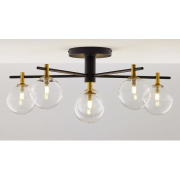 Jupiter 2036 - Loftlampe FIGARO 6xG9/10W/230V sort/guldfarvet/beige/transparent