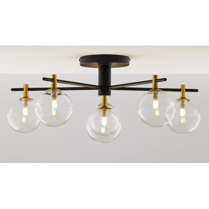 Jupiter 2036 - Loftlampe FIGARO 6xG9/10W/230V sort/guldfarvet/beige/transparent