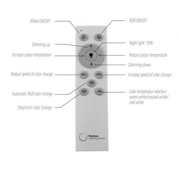 JUST LIGHT. 11326-95 - LED loftlampe m. RGBW-farver dæmpbar RENDA LED/31W/230V 2700-5000K + fjernbetjening