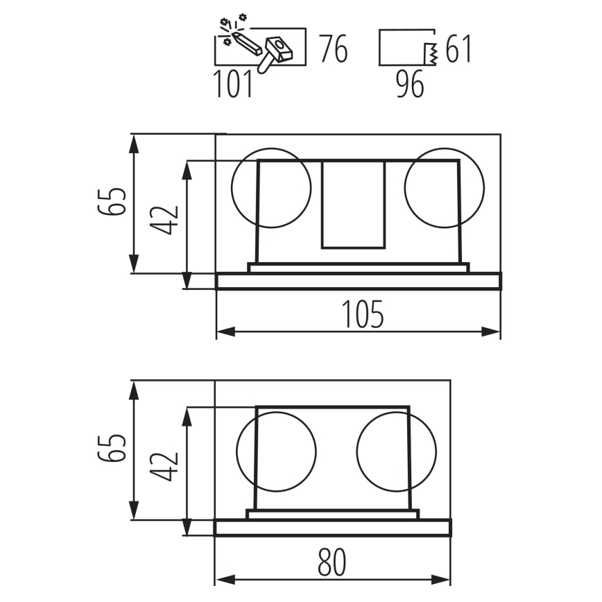 LED indbygningslampe GLASI LED/3W/230V 3000K IP44 antracitgrå