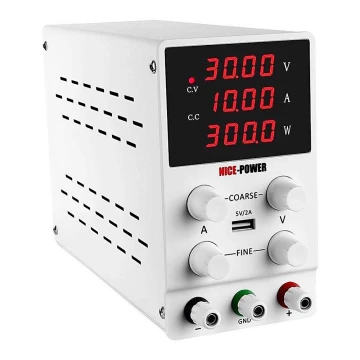 Laboratoriestrømforsyning SPS3010 0-30V/0-10A
