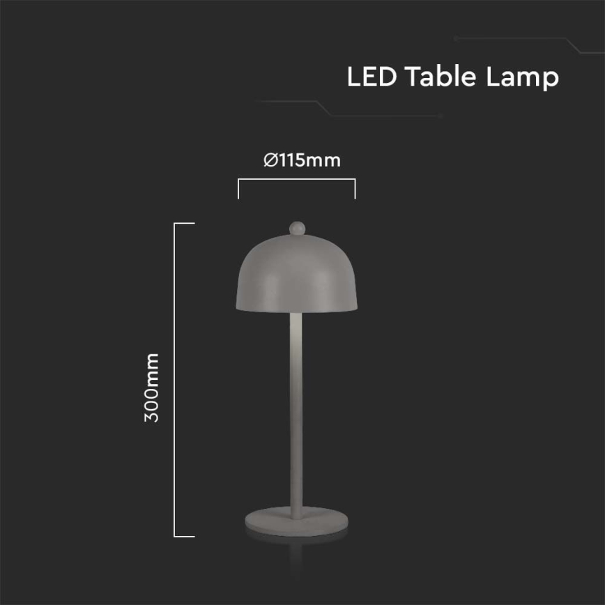 LED Genopladelig bordlampe m. touch-funktion dæmpbar LED/1W/5V 3000-6000K 1800 mAh grå