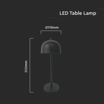 LED Genopladelig bordlampe m. touch-funktion dæmpbar LED/1W/5V 3000-6000K 1800 mAh sort