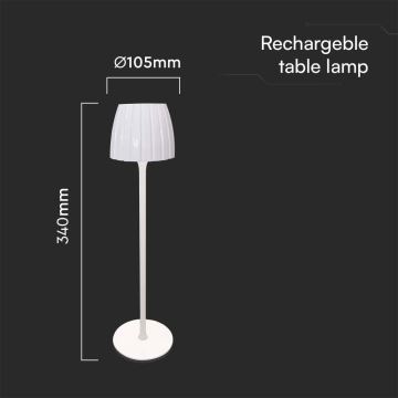 LED Genopladelig bordlampe m. touch-funktion dæmpbar LED/2,7W/5V 3000/4000/6000K 1800 mAh hvid