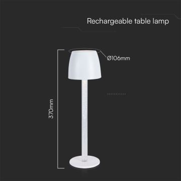 LED Genopladelig bordlampe m. touch-funktion dæmpbar LED/3W/5V 3000K 1800 mAh hvid